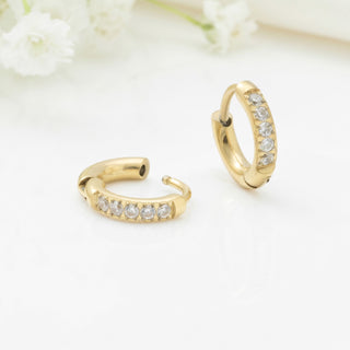 14K Gold Filled PLUS™ CZ Stone Huggie Earrings- Studio