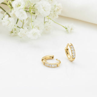 14K Gold Filled PLUS™ CZ Stone Huggie Earrings- Studio