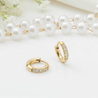 14K Gold Filled PLUS™ CZ Stone Huggie Earrings- Studio