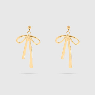 Gold Ribbon Bow Earrings