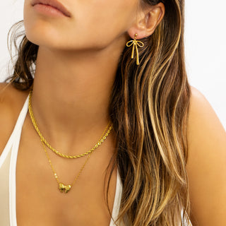 Gold Ribbon Bow Earrings