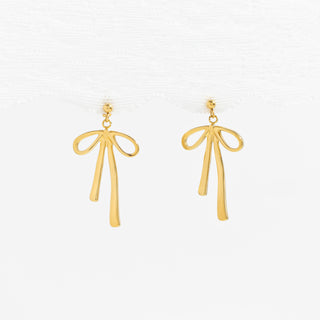 Gold Ribbon Bow Earrings