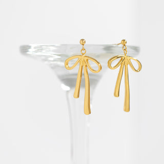 Gold Ribbon Bow Earrings