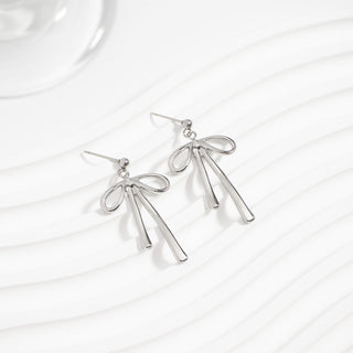Silver Ribbon Bow Earrings
