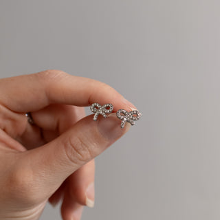 CZ Bow Stud Earrings