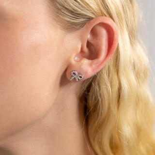 CZ Bow Stud Earrings