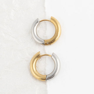 Mixed Metal Round Huggie Earrings- studio 