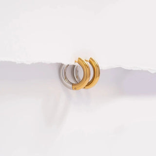 Mixed Metal Round Huggie Earrings