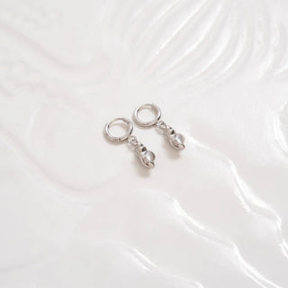 Silver Dangle Conch Shell Huggie Hoop Earring