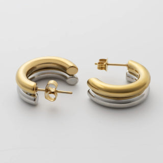 Mixed Metal Statement Huggie Earrings