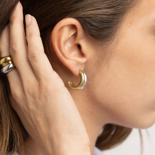 Mixed Metal Statement Huggie Earrings