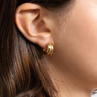 Double Hoop Statement Huggie Earrings