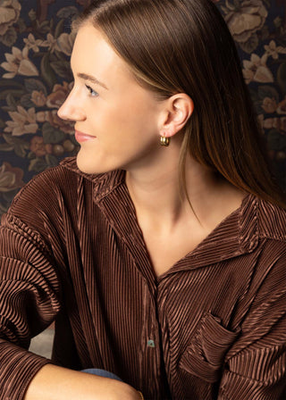 Double Hoop Statement Huggie Earrings