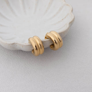 Double Hoop Statement Huggie Earrings