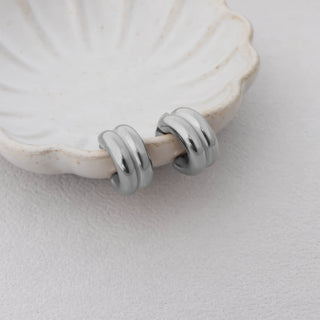 Double Hoop Statement Huggie Earrings