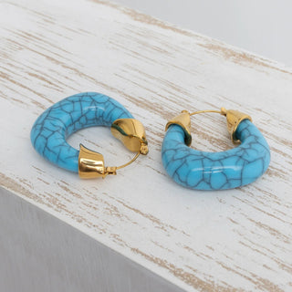 Turquoise Chunky Hoop Earrings