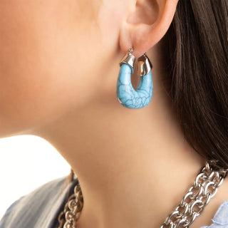Turquoise Chunky Hoop Earrings