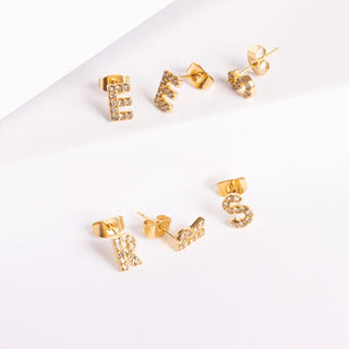 Initial Stud Earrings