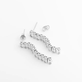 Silver bar earrings on a white background