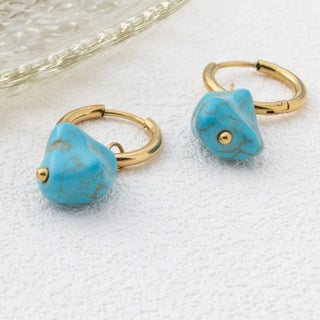 Turquoise Stone Huggie Earrings- gold studio 