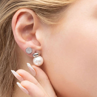 12mm Glass Pearl Stud Earrings - Model