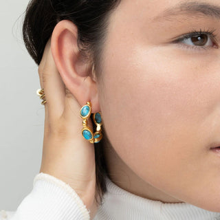 Turquoise Stone Earrings - model