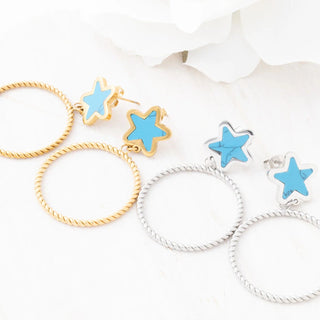 Turquoise Star Hoop Earrings- Studio