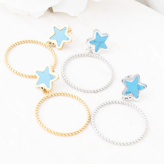 Turquoise Star Hoop Earrings- Studio