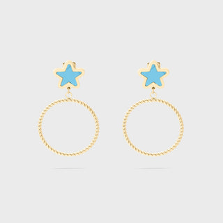 Turquoise Star Hoop Earrings- Main