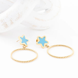 Turquoise Star Hoop Earrings- Studio
