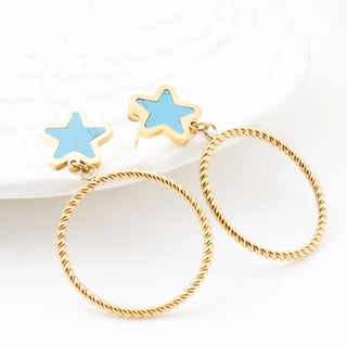 Turquoise Star Hoop Earrings- Studio