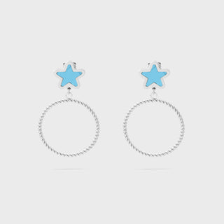 Turquoise Star Hoop Earrings- Main