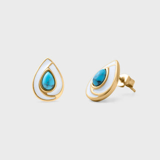 Turquoise Tear Drop Stud Earrings - Main