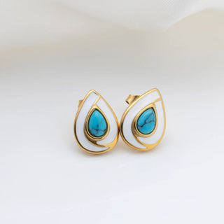 Turquoise Tear Drop Stud Earrings - Studio