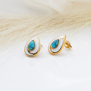 Turquoise Tear Drop Stud Earrings - Studio