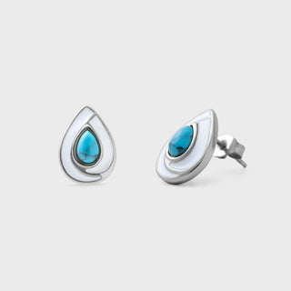 Turquoise Tear Drop Stud Earrings - Main