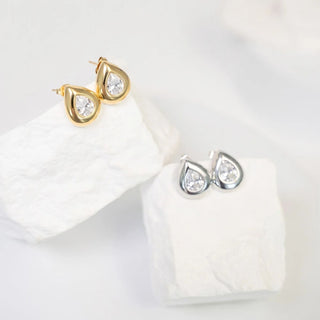 Clear Stone Tear Drop Stud Earrings - Studio