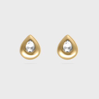 Clear Stone Tear Drop Stud Earrings - Main