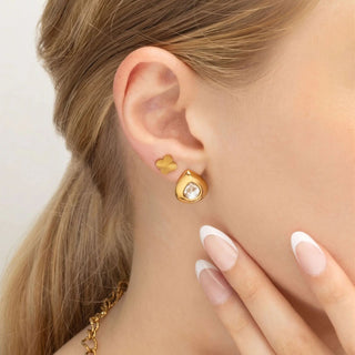 Clear Stone Tear Drop Stud Earrings