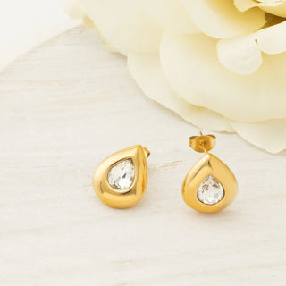 Clear Stone Tear Drop Stud Earrings