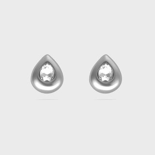Clear Stone Tear Drop Stud Earrings - Main