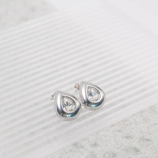 Clear Stone Tear Drop Stud Earrings - Studio