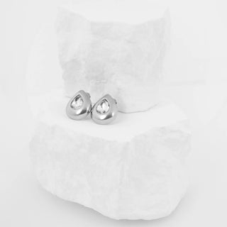 Clear Stone Tear Drop Stud Earrings - Studio