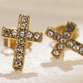 Round Stone Cross Earrings- Studio