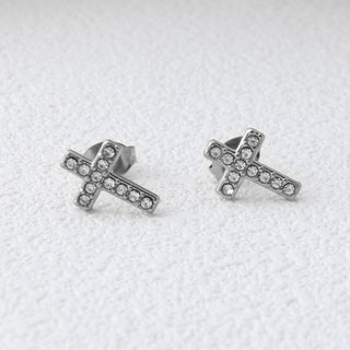 Round Stone Cross Earrings- Studio