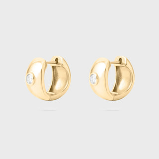 Chunky Hoop One Stone Earrings- gold main 