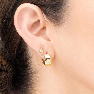 Chunky Hoop One Stone Earrings- Model