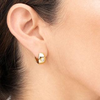 Chunky Hoop One Stone Earrings- Model