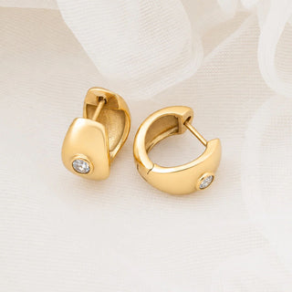 Chunky Hoop One Stone Earrings- Studio
