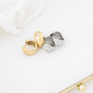 Chunky Hoop One Stone Earrings- Studio